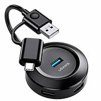 Адаптер USB HUB USB Type-C USAMS US-SJ416, 4USB, чорний