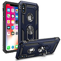 Чехол Shield для Iphone X бампер противоударный с подставкой Dark-Blue