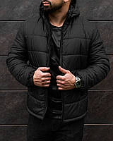 Мужская зимняя куртка Gang черная до - 25*С теплая Пуховик мужской зимний на флисе с капюшоном