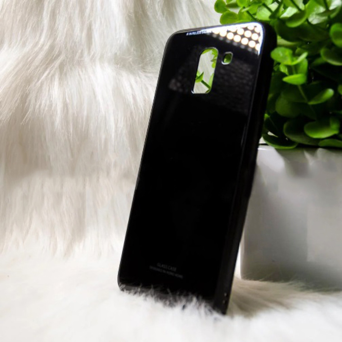 Силіконовий чохол Samsung J6 2018 "Glass" Чорний (black), фото 1