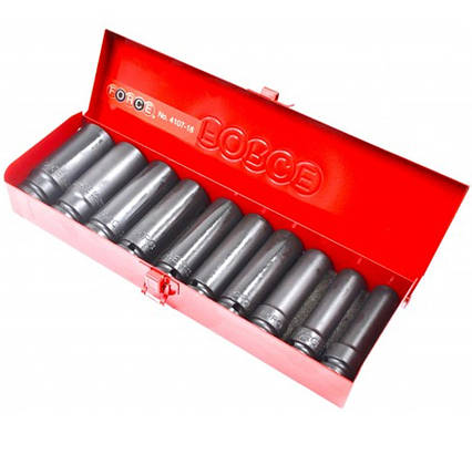 Набір головок 1/2" 6-гр. глибоких ударних 10 пр. (10-24 мм) 4107-10 F, фото 1