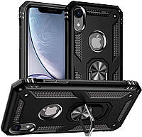 Чехол Shield для Iphone XR бампер противоударный с подставкой Black