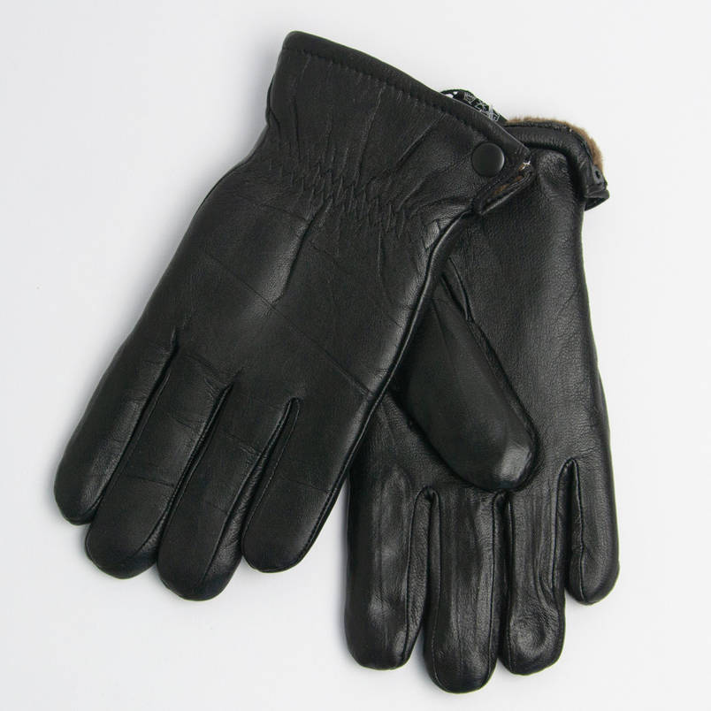 Оптом чоловічі шкіряні зимові рукавички з натуральної шкіри (арт. M20-57-1), фото 1