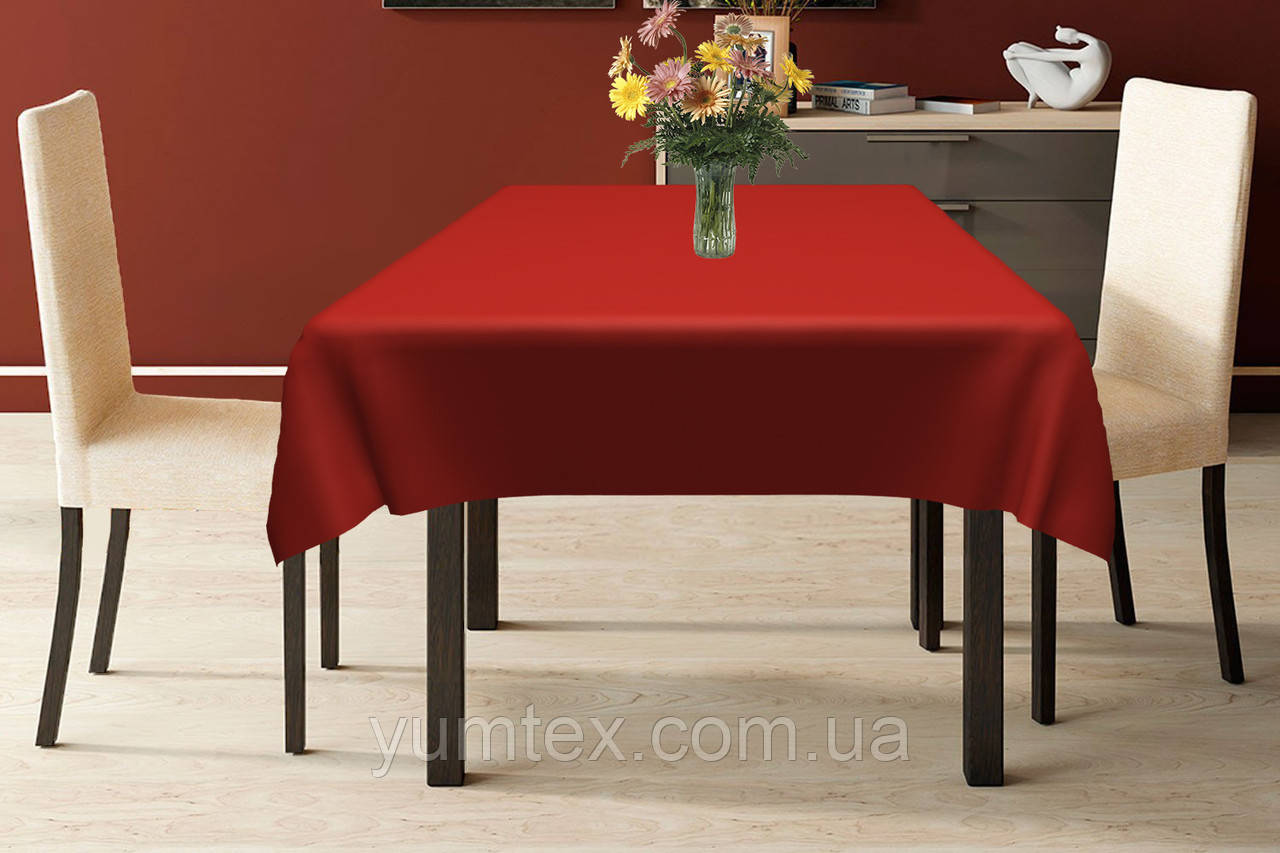 Скатертина бавовна тефлон водовідштовхувальне гідрофобне просочення колір люмінесцентно-червоний, фото 1