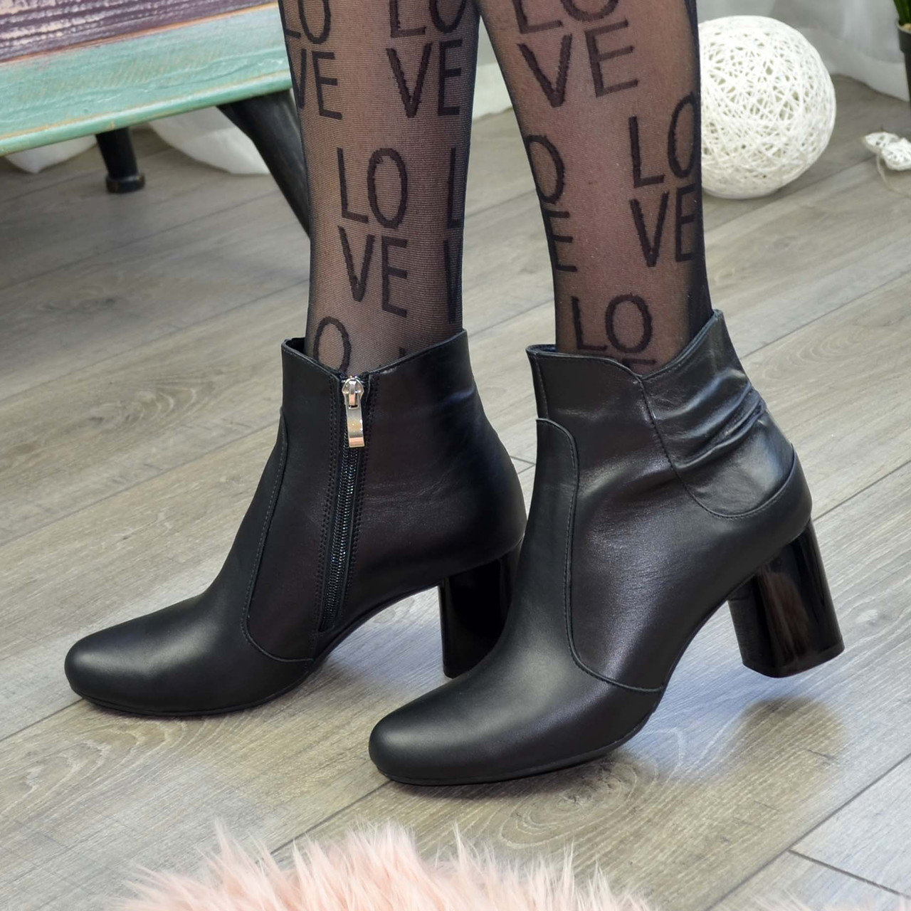 Черевики жіночі шкіряні на невисокому каблуці, фото 1