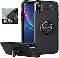 Чехол TPU Ring для Iphone XR бампер противоударный с подставкой Black