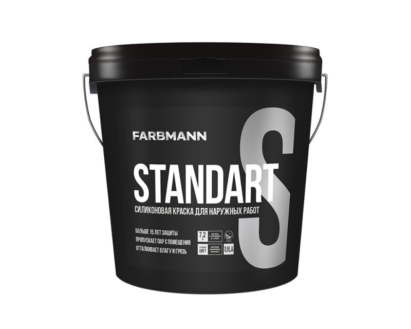 Краска силиконизированная FARBMANN STANDART S фасадная база "LA"-белая 0,9л - фото 1 - id-p1282124398
