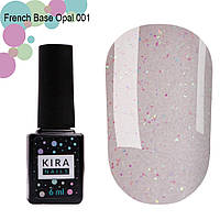 Kira Nails French Base Opal № 001 - камуфлирующая база (опал), 6 мл