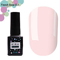 Kira Nails French Base № 001 - камуфлирующая база (нежно-розовый), 6 мл