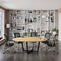 Круглый стол для переговоров D-2000 Loft Design Дуб Борас. Конференц-стол в переговорную