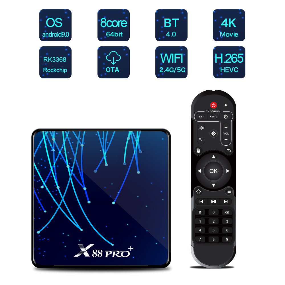 Android TV-приставка X88 Pro+ (Plus) 4/64 GB Смарт ТВ — 6K Android 10 купити, фото 1