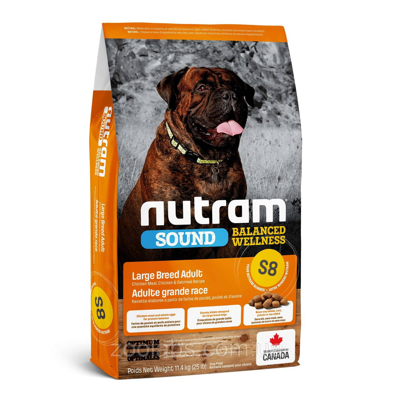Корм Nutram для собак з куркою | Nutram S8 Sound Balanced Wellness Natural Large Breed Adult Dog 11,4 кг