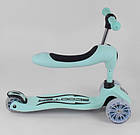 Самокат беговел 3в1 Best Scooter зі світними колесами бірюзовий, фото 3