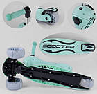 Самокат беговел 3в1 Best Scooter зі світними колесами бірюзовий, фото 6