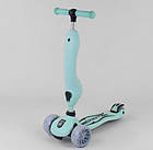 Самокат беговел 3в1 Best Scooter зі світними колесами бірюзовий, фото 5