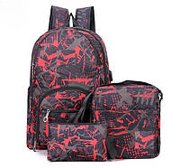 Набор школьный универсальный рюкзак, сумка, пенал 3 в 1 Military с USB для средней/старшей школы, 3 цвета красный