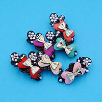 Шпильки качечки 5х2,2 см 6 шт чорний пластик кольорові сердечка стрази