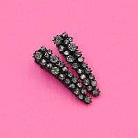 Шпильки качечки стріли 4,5х1 см 2 шт сірий метал сірі стрази