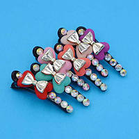 Шпильки для волосся качечка 6х1,3 см 6 шт. тканинні сердечка стрази