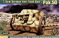 Пластикова модель 1/72 ACE 72246 Німецька гармата 7,5cm German Anti-Tank Gun PaK.50