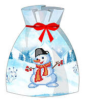 Подарочный новогодний мешочек "Снеговик" для вышивки бисером НГ 605