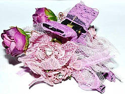 Краб для волосся, квітка, тканина, бузковий