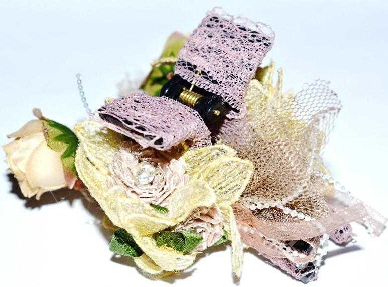 Краб для волосся, квітка, тканина, рожевий темний, фото 1