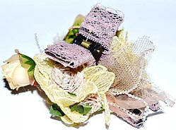 Краб для волосся, квітка, тканина, рожевий темний