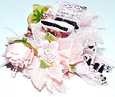 Краб для волосся, квітка, тканина, рожевий