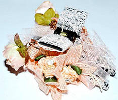 Краб для волосся, квітка, тканина, жовтогарячий