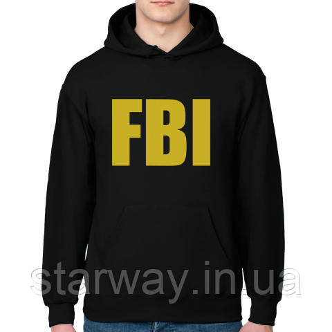 Худі fbi yellow logo | чорна толстовка