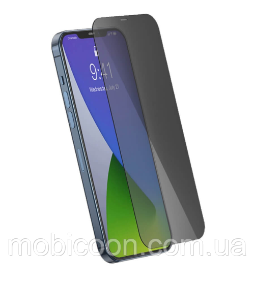 Захисне скло антишпигун Baseus Anti-Peeping Tempered Glass 0.3mm Black для iPhone 12/12 Pro (2 шт.)
