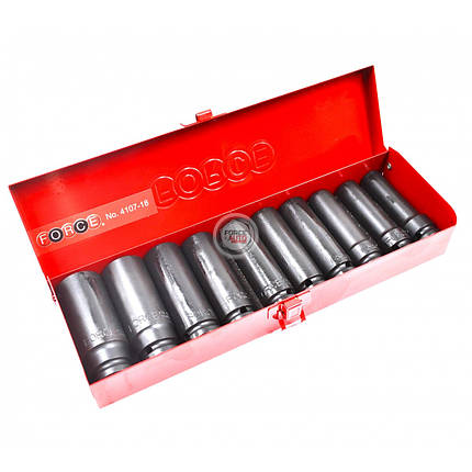 Набір головок 1/2" 6-гр. глибоких ударних 10 пр. (12-24 мм) 4107-18 F, фото 2