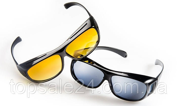 Антивідблискові окуляри HD VISION 2 штуки в наборі, від сонячних відблисків і для нічного водіння, ТС - фото 2 - id-p1282258296