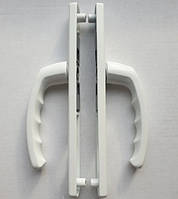 Ручка нажимная на планке для металлопластиковых дверей 85/25/230/195 с пружиной 2 винта BAHAR белая