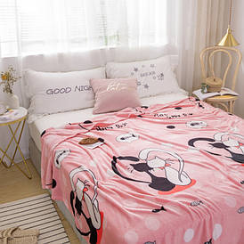 М'який теплий плед покривало велсофт (мікрофібра) полуторний рожевий Коти 160х220 на диван, ліжко