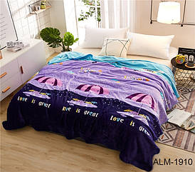 М'який теплий плед покривало велсофт (мікрофібра) полуторний Парасольки 160х220 на диван, ліжко