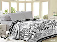 Мягкий плед покрывало велсофт (микрофибра) полуторный Versace Версаче 160х220 на диван, кровать