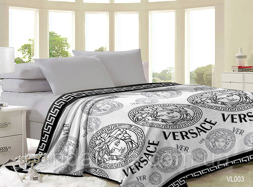 М'який плед покривало велсофт (мікрофібра) полуторний Versace Версаче 160х220 на диван, ліжко, фото 1