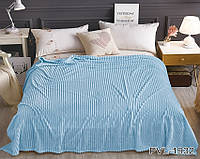 Мягкий теплый плед шарпей покрывало велсофт микрофибра двуспальный голубой 200х220 на диван, кровать