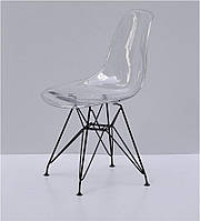 Стул Nik BK-ML Carbon прозрачный акрил, черные металлические ножки, Eames DSR Chair transparent