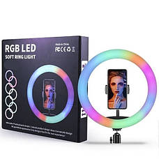Кільцева лед-лампа для студійного освітлення Ring RGB MJ18 18см з пультом для фото і відео, фото 4