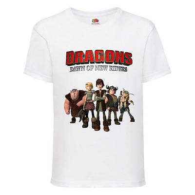 Футболка дитяча Як приручити дракона 98-164 розмір (KPD-05) біла