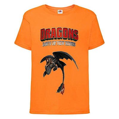 Футболка дитяча Як приручити дракона 104-164 розмір (KPD-02) оранжева
