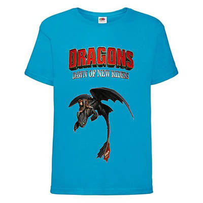 Футболка дитяча Як приручити дракона 98-164 розмір (KPD-02) блакитна