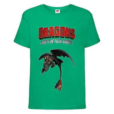 Футболка дитяча Як приручити дракона 104-164 розмір (KPD-02) зелена
