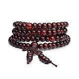 Чітки Буддійські на 108 зерен бордові браслет із намистин, фото 2