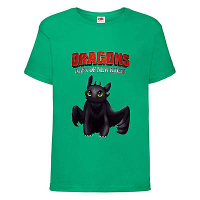 Футболка дитяча Як приручити дракона 104-164 розмір (KPD-03) зелена