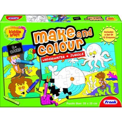 Картонний навчальний пазл "Морські тварини та джунглі" 23104 Frank, 2 пазли по 30 та 40 деталей, вік 3+