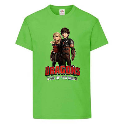 Футболка дитяча Як приручити дракона 104-164 розмір (KPD-04) світло зелена